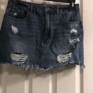 Distressed Denim Skirt